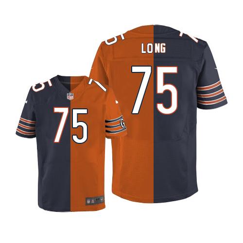 Nike Bears #75 Kyle Long Navy Blue/Orange Men's Stitched NFL Elite Split Jersey - Click Image to Close